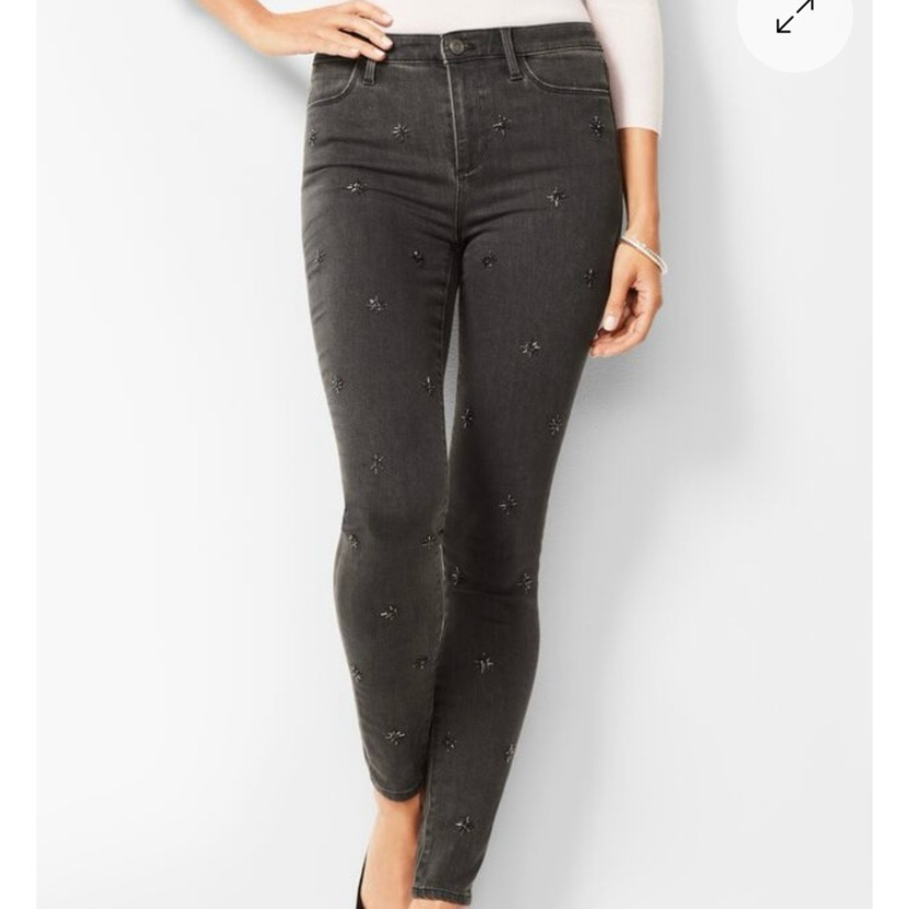 Talbots Flawless Limited Edition High Rise Jegging Ankle Jeans Grey Beaded😍